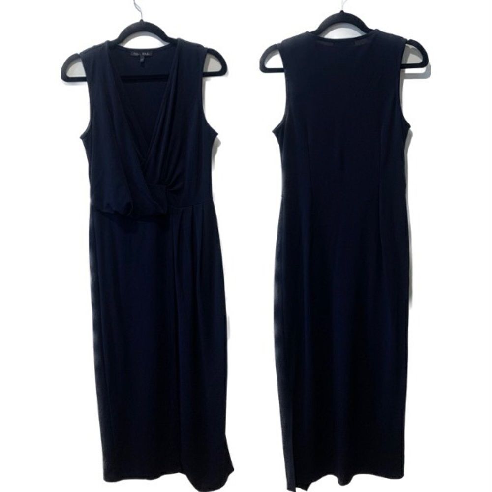 Next Tall Sleeveless V-Neck Maxi Dress Gown Navy Blue Size UK 12